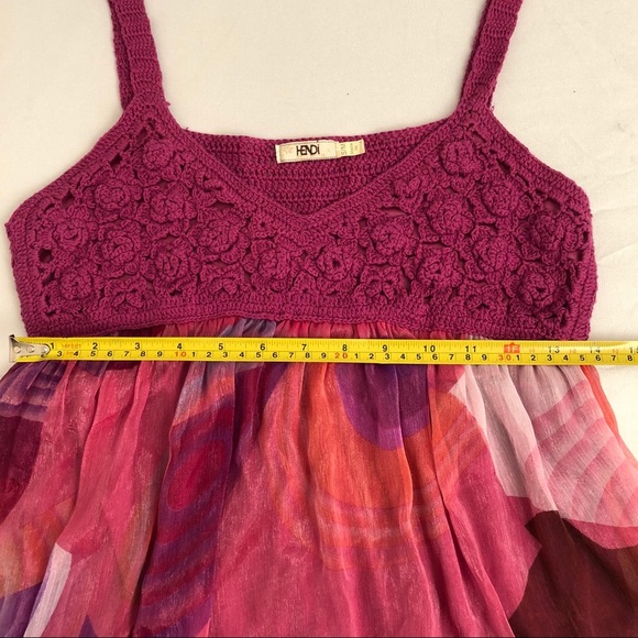 Hendi pink multicolor crochet shimmer babydoll - Picture 7 of 8